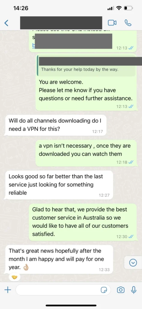 Virtiora WhatsApp Fast Activation Confirmation Screenshot